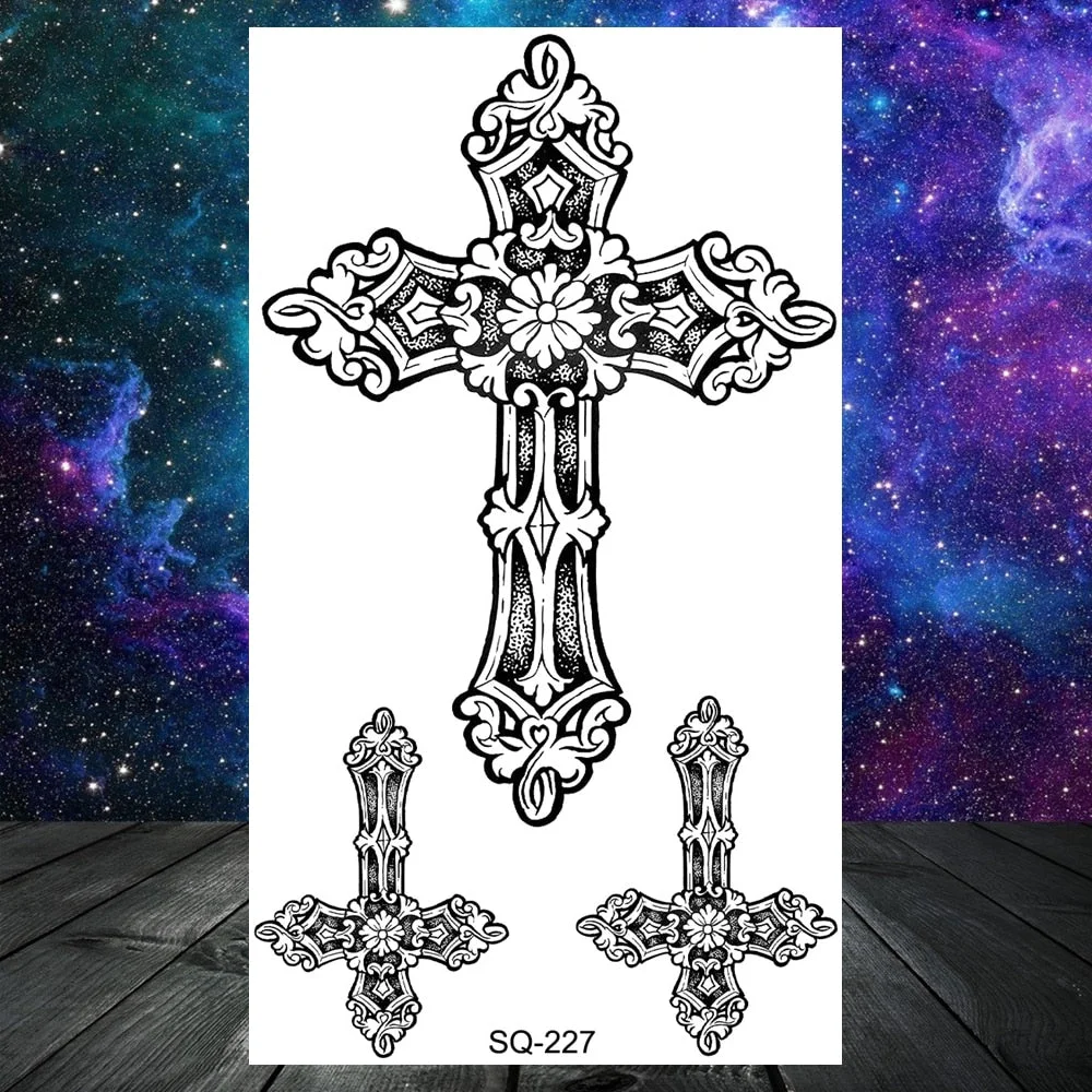 Lion Tiger Elephant Wolf Temporary Tattoos For Women Adult Men Skull Mandala Anchor Crown Fake Tattoo Neck Arm Hands Small Tatoo