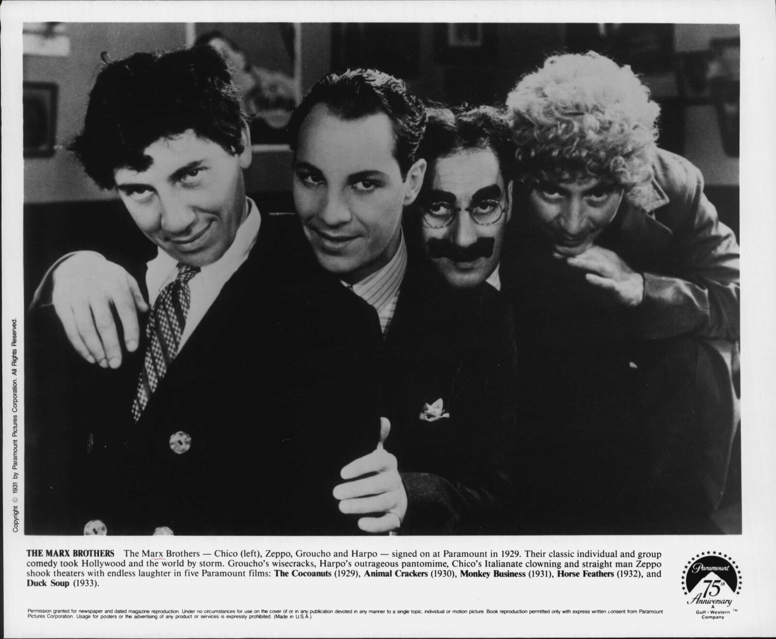 Paramount Pictures The Marx Brothers Press Photo Poster painting