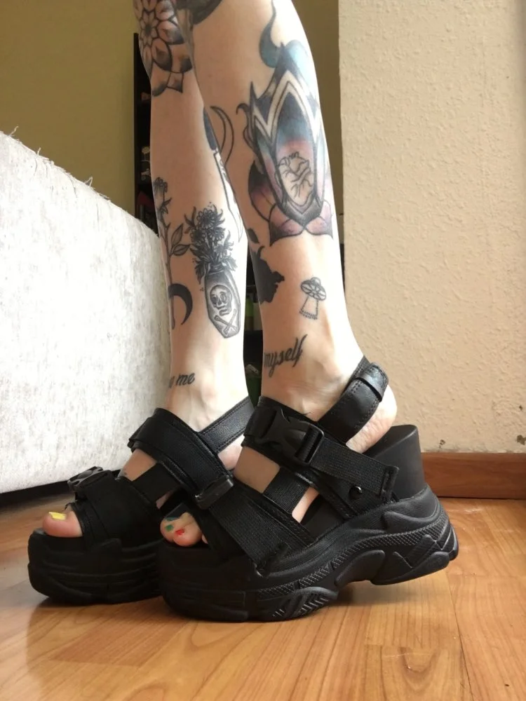 Fujin 12cm High Heeled Sandals Female Slides Shoes Thick Bottom Summer 2021 New Women's Shoes Wedge with Open Toe Platform Shoes