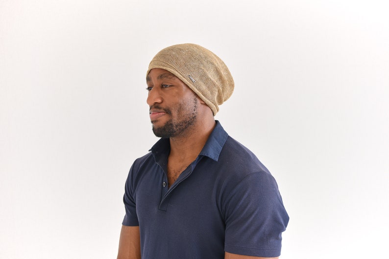 Linen Summer Beanie, Slouchy Eco Friendly Beanie, Lightweight Slouch Hat, Cooling Cap, Womens Summer Knit, Mens Baggy Hipster, Made in Japan