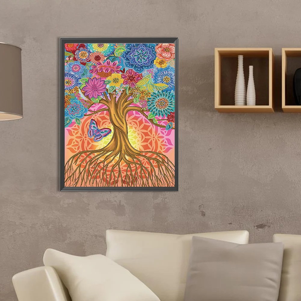 Special Shape Diamond Painting 30*40cm - Tree And Butterflies