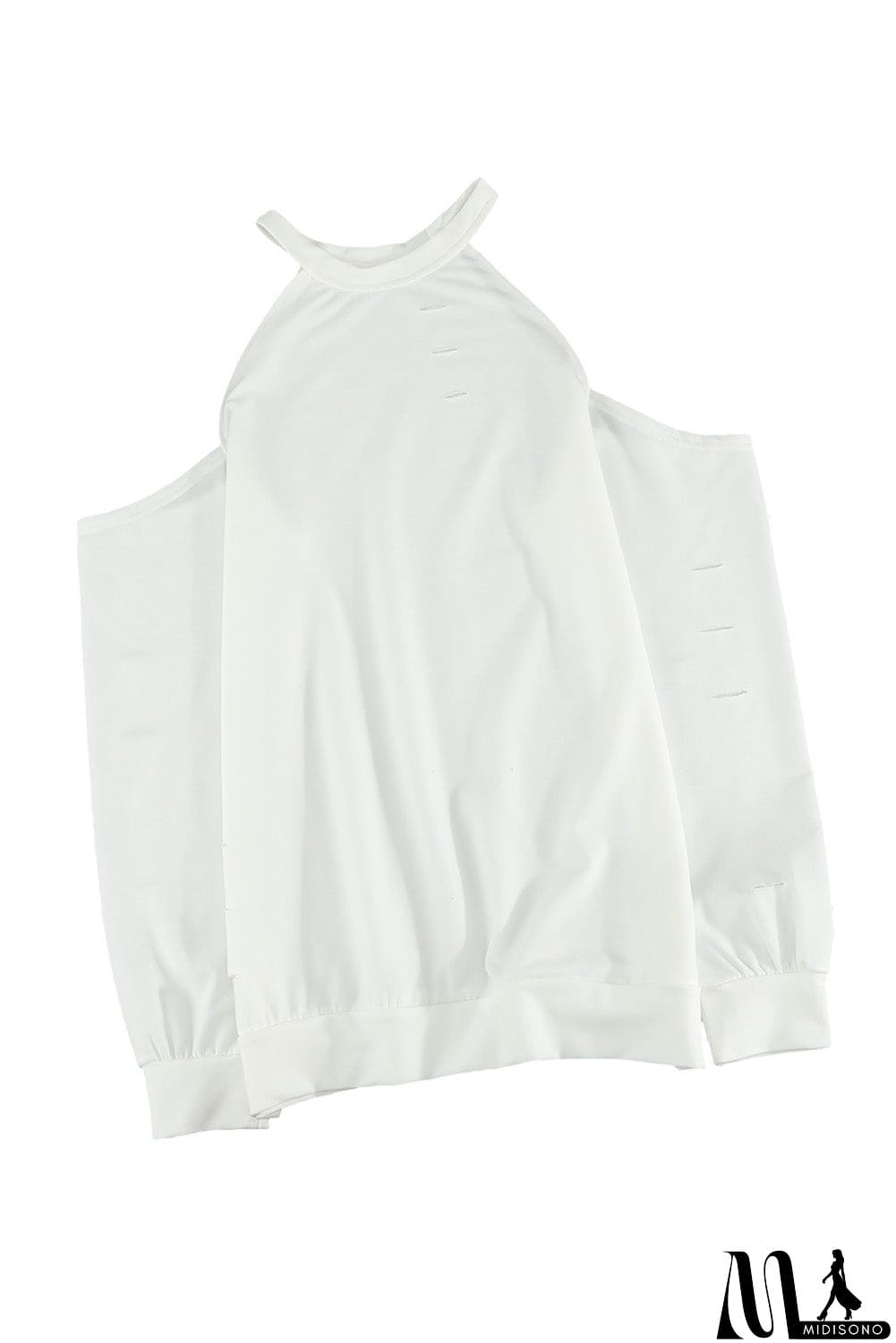 MidiSono - Out Off-the-shoulder Long Sleeve T-shirt