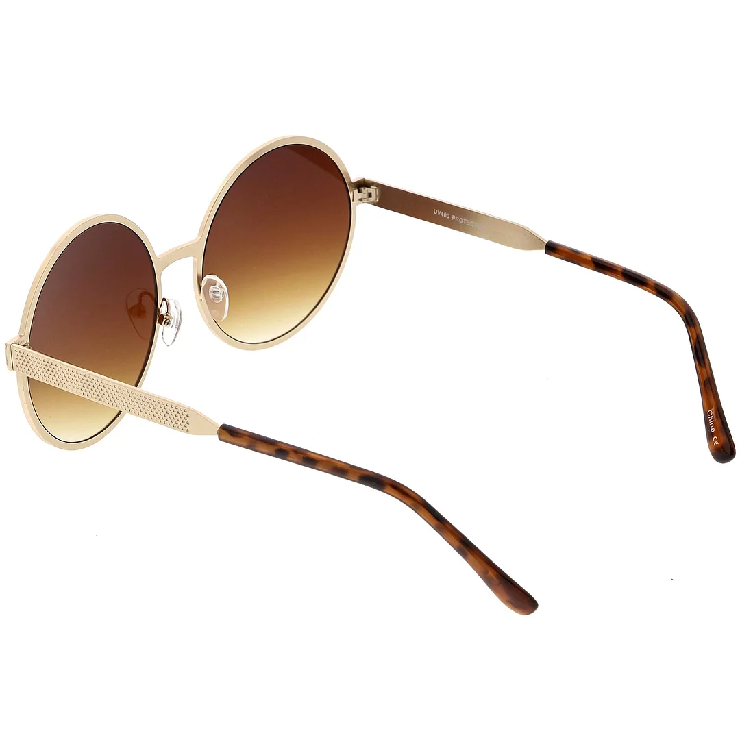 Oversize Round Metal Frame glasses With Neutral Colored Flat Lens 58mm