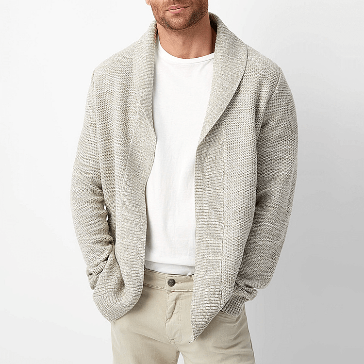 Daily Solid Color Lapel Collar Knitted Cardigan Sweater Coat