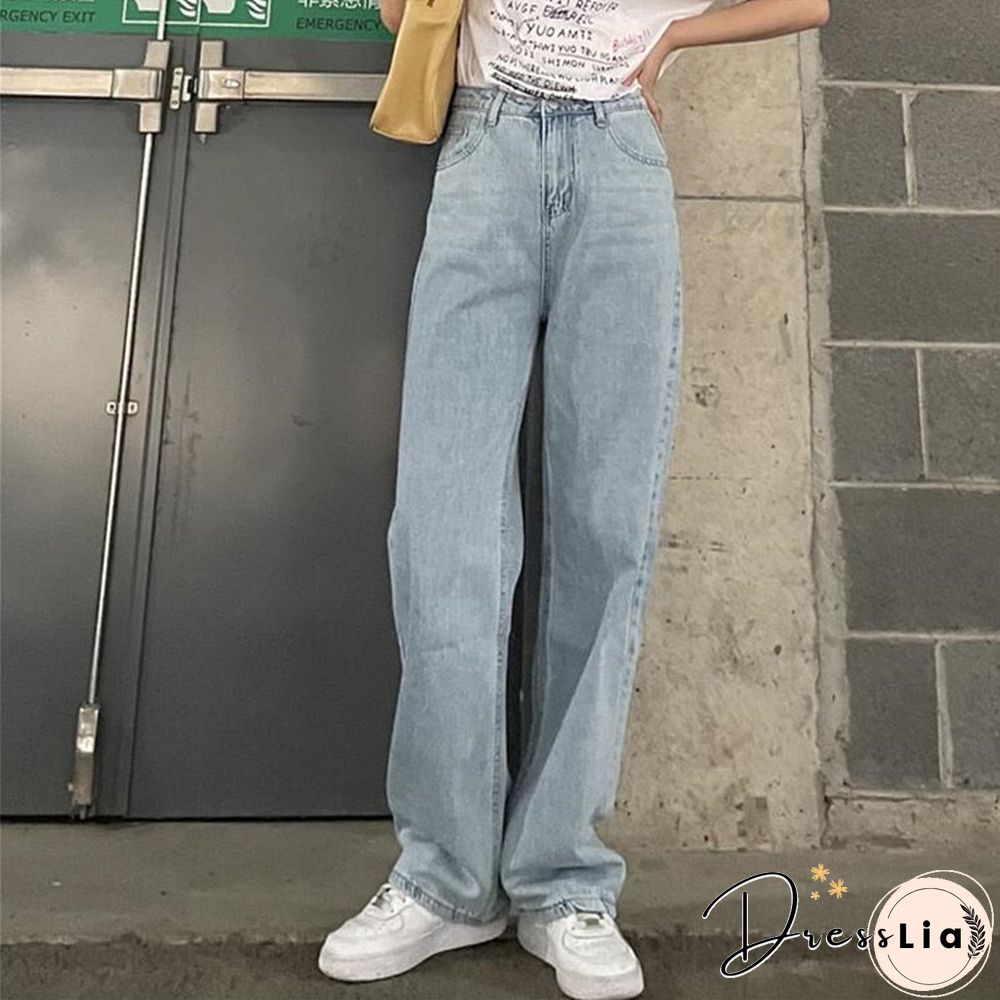 Woman Jeans High Waist Clothes Wide Leg Denim Clothing Blue Streetwear Vintage Quality Fashion Harajuku Straight Pants