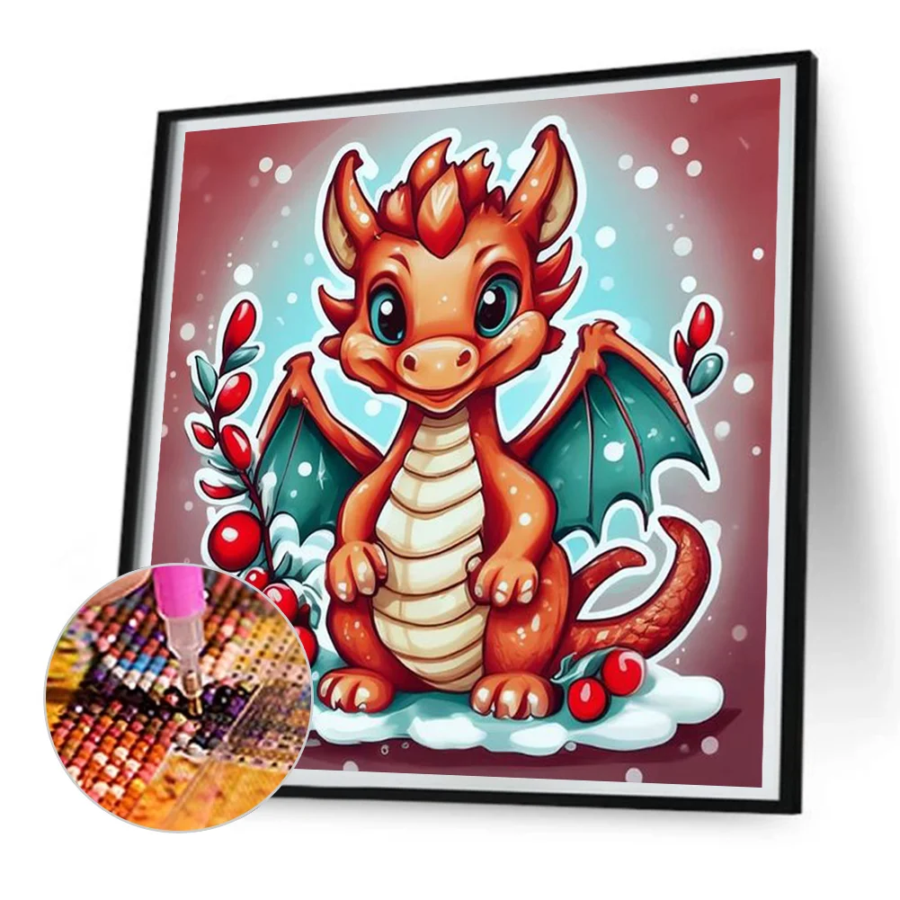 Full Round Diamond Painting 30*30cm - Little Dragon