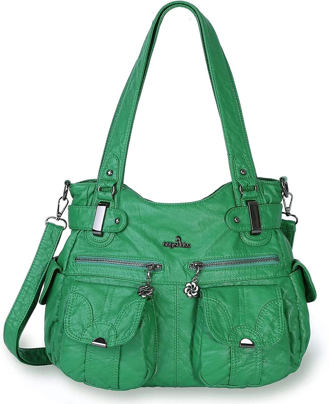 Women's Handbag Large Double Zipper Multi Pocket Washed Shoulder bag Designer Handbags for Women