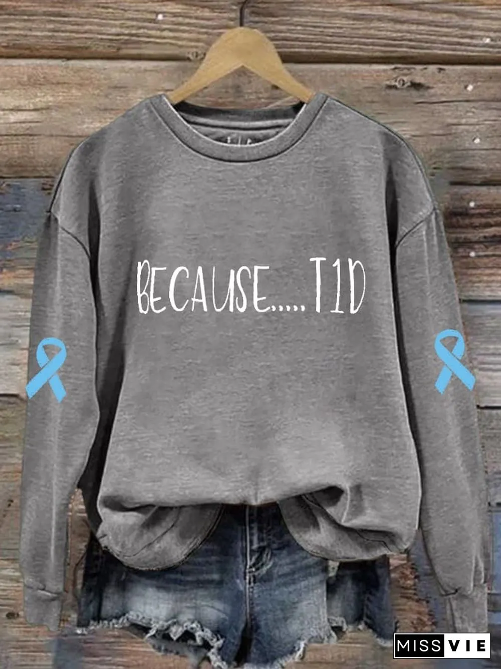Women's Diabetes Awareness Print Long Sleeve Sweatshirt