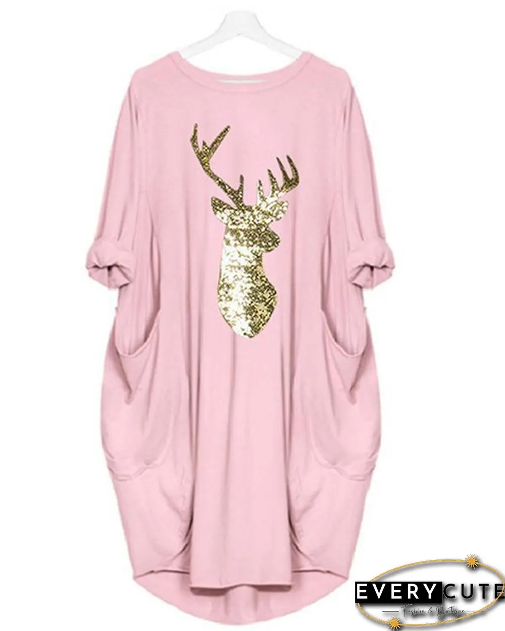 Oversized Long T-Shirt Midi Dress With Pockets