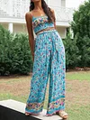 Floral Printed Wide Leg Two-Piece Suits