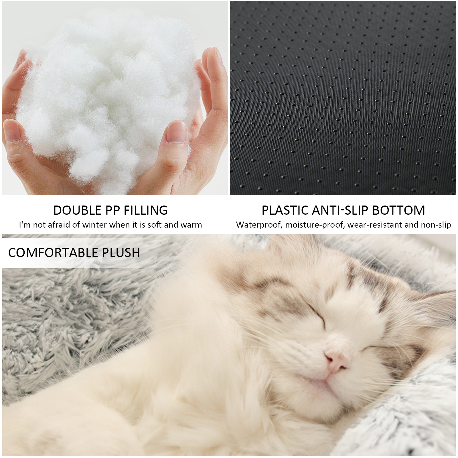 

Winter Warm Soft Plush Dog Bed, Pet Cat Sleeping House Cave for Dogs Cats, Grey, 501 Original