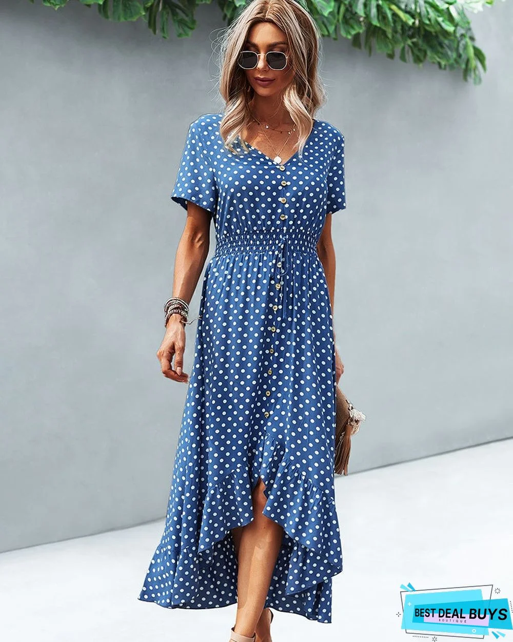 Fashion Holiday Dress Wave Point Skirt Before Short After Growing Up Dress