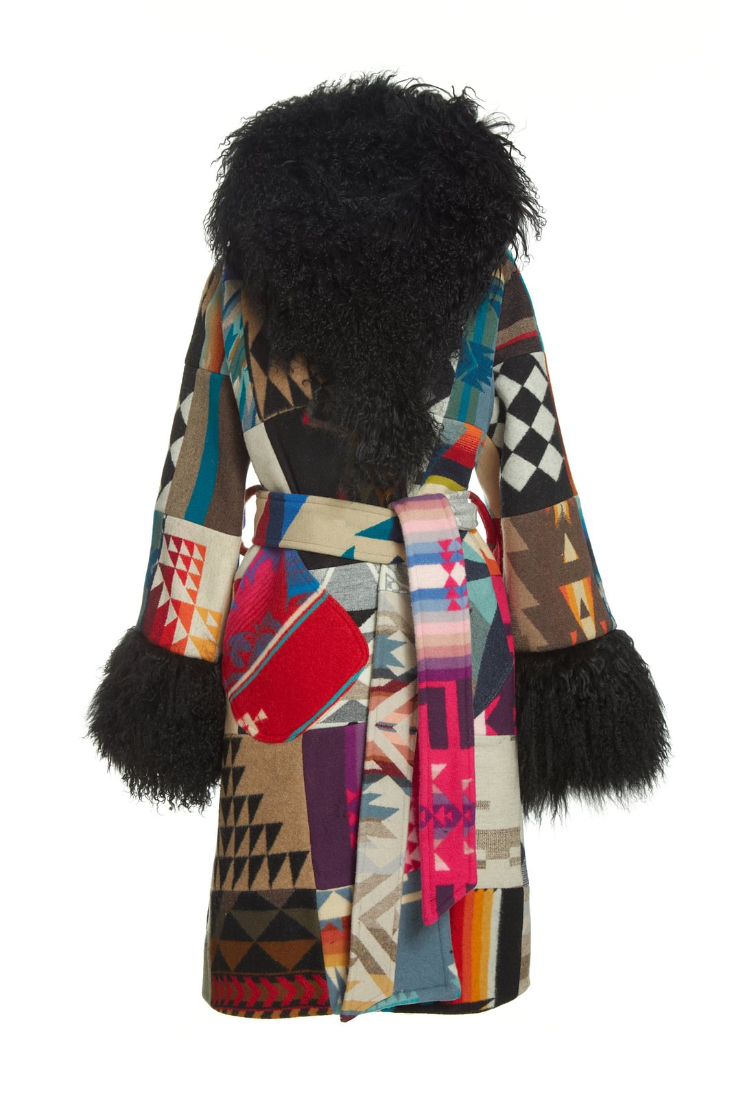 Pendleton Patchwork Shearling Smoking Robe
