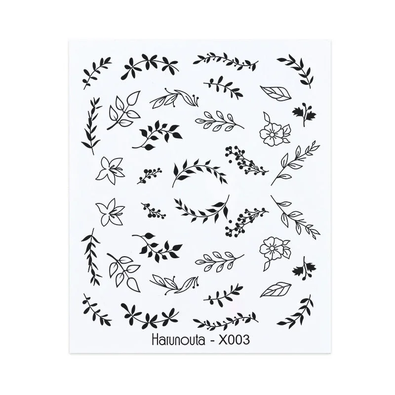 Harunouta Spring Simple Green Theme Water Decal Sticker Flower Leaf Tree Summer DIY Slider For Manicuring Nail Art Watermarks-Nail Inspo