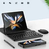 Suitable For Samsung Z Fold3/Z Fold4 Bluetooth Keyboard Plain Leather Case With Wireless Mouse Ultra-Thin Bracket