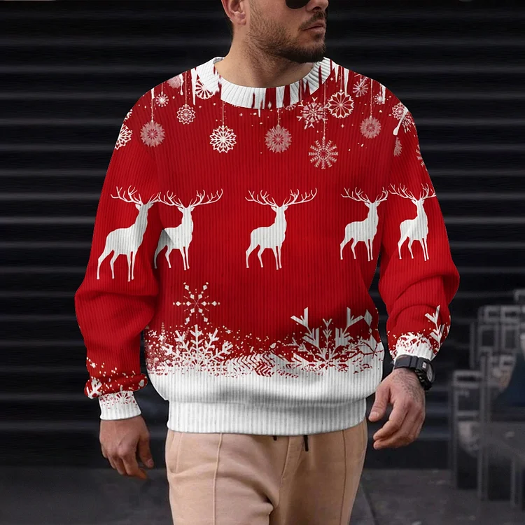 Men's Christmas Casual Printed Round-neck Sweater