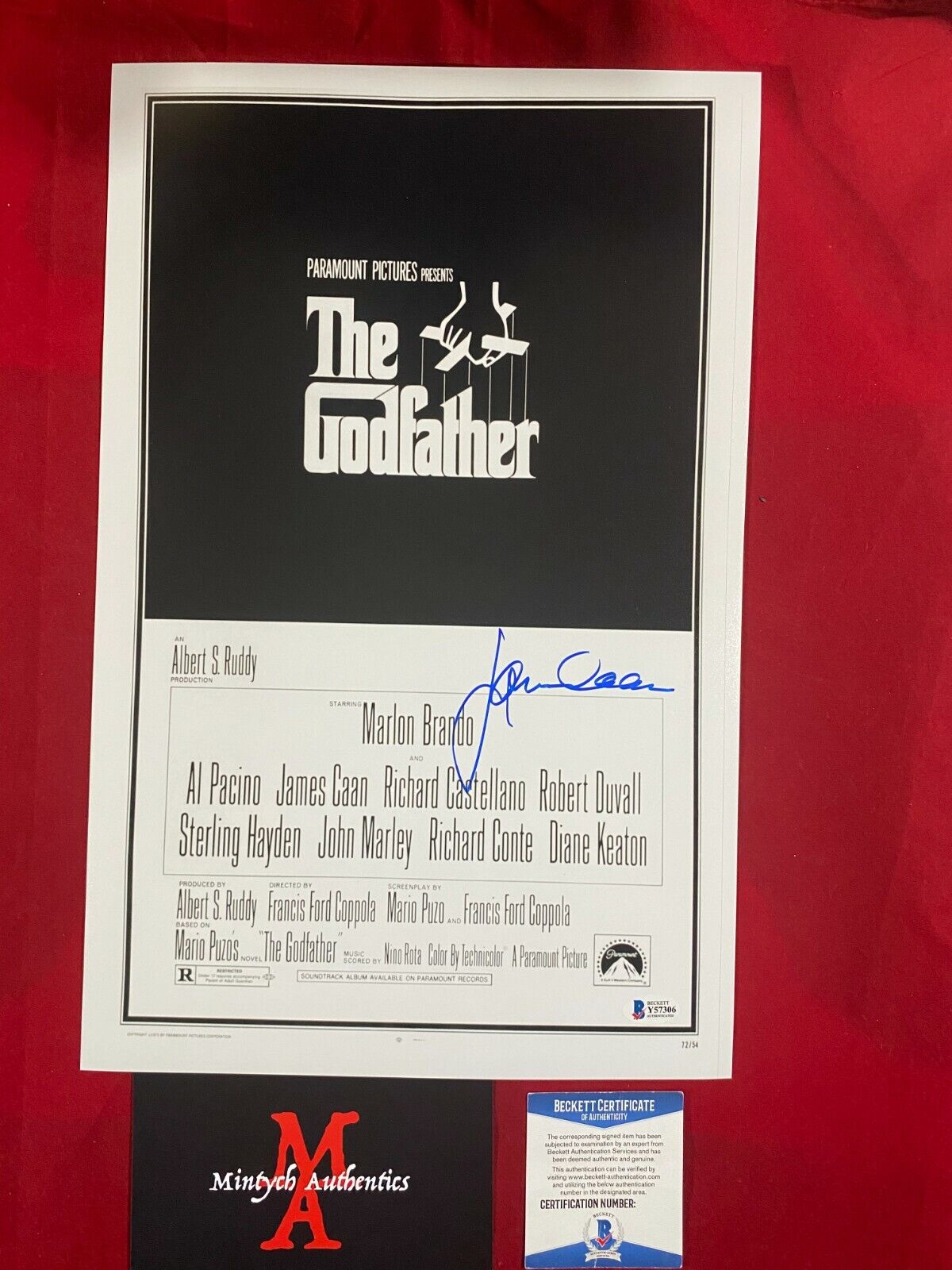 JAMES CAAN AUTOGRAPHED SIGNED 11x17 Photo Poster painting! THE GODFATHER! BECKETT COA! SONNY!