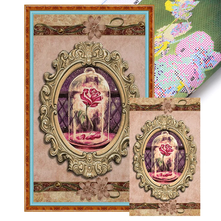 【Huacan Brand】Roses In The Mirror 11CT Stamped Cross Stitch 40*65CM