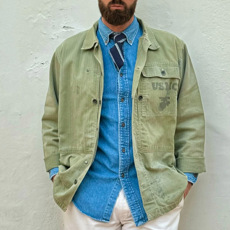  Men’s Vintage USMC Military Utility Jacket