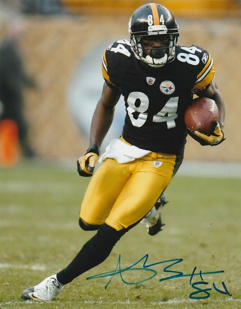 ANTONIO BROWN SIGNED PITTSBURGH STEELERS FOOTBALL 8x10 Photo Poster painting #1 NFL EXACT PROOF!