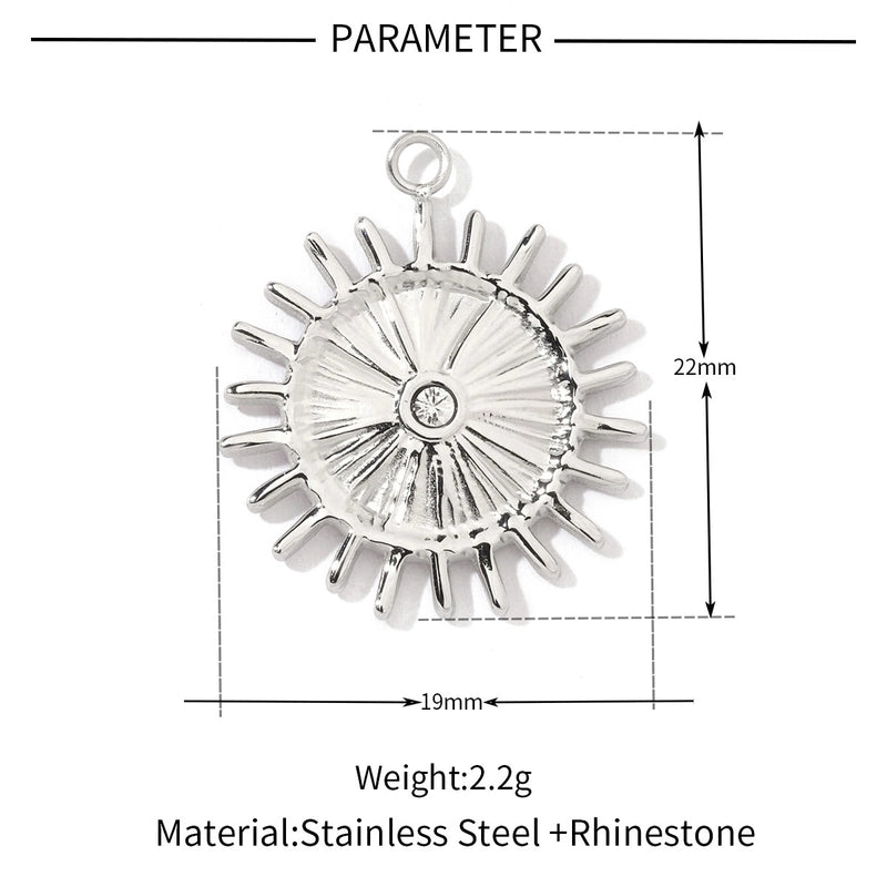 A Pack Of 3 201 Stainless Steel 18K Gold Plated Sun Star Polished Pendant