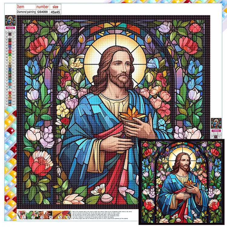 Full Square Diamond Painting - Glass Art - Jesus 45*45CM