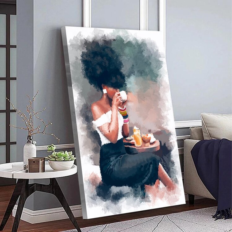 Afro Black Girl Canvas Wall Art
