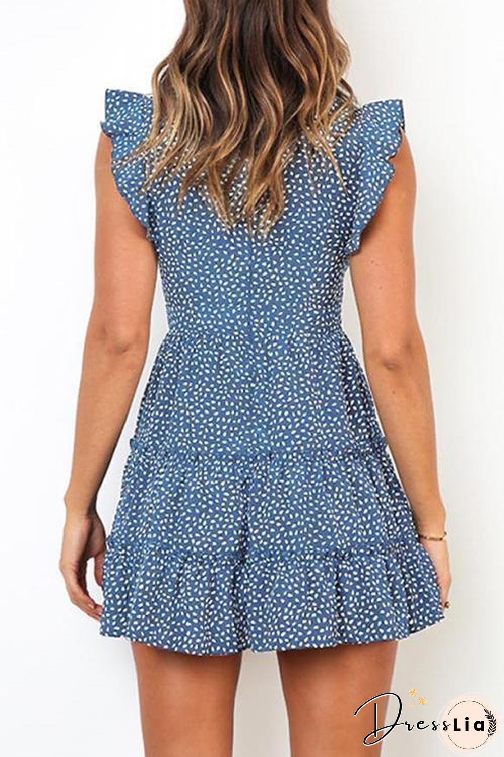 Print Deep V Neck Mini Dress