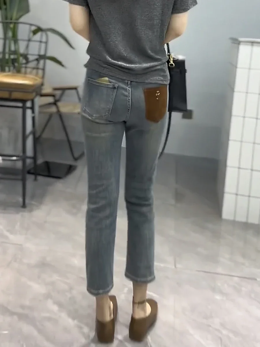 Wimdaily Y2k Women Jeans Slightly Fat Girls Wear Plus Size Denim Pants 2025 New High-waisted Slimming Stretch Nine-point Pencil Pants