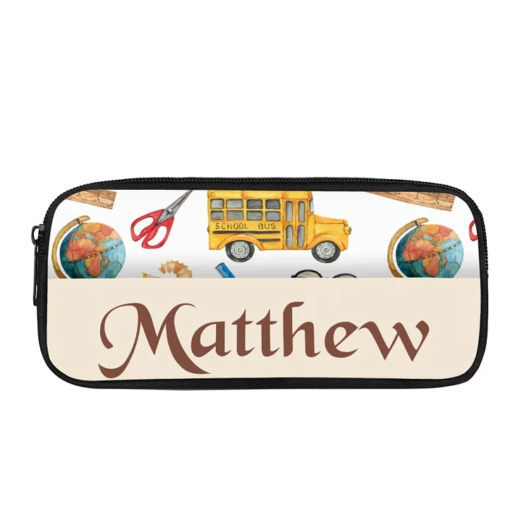 Personalized Yellow Car Name Pencil Case, Customized Pen Case For Kids, Back To School Gift