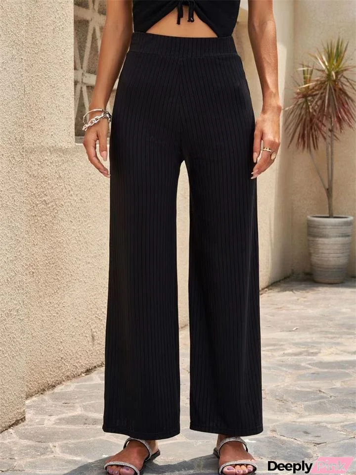 Women's Elastic Waist Stretch Wide Leg Pants