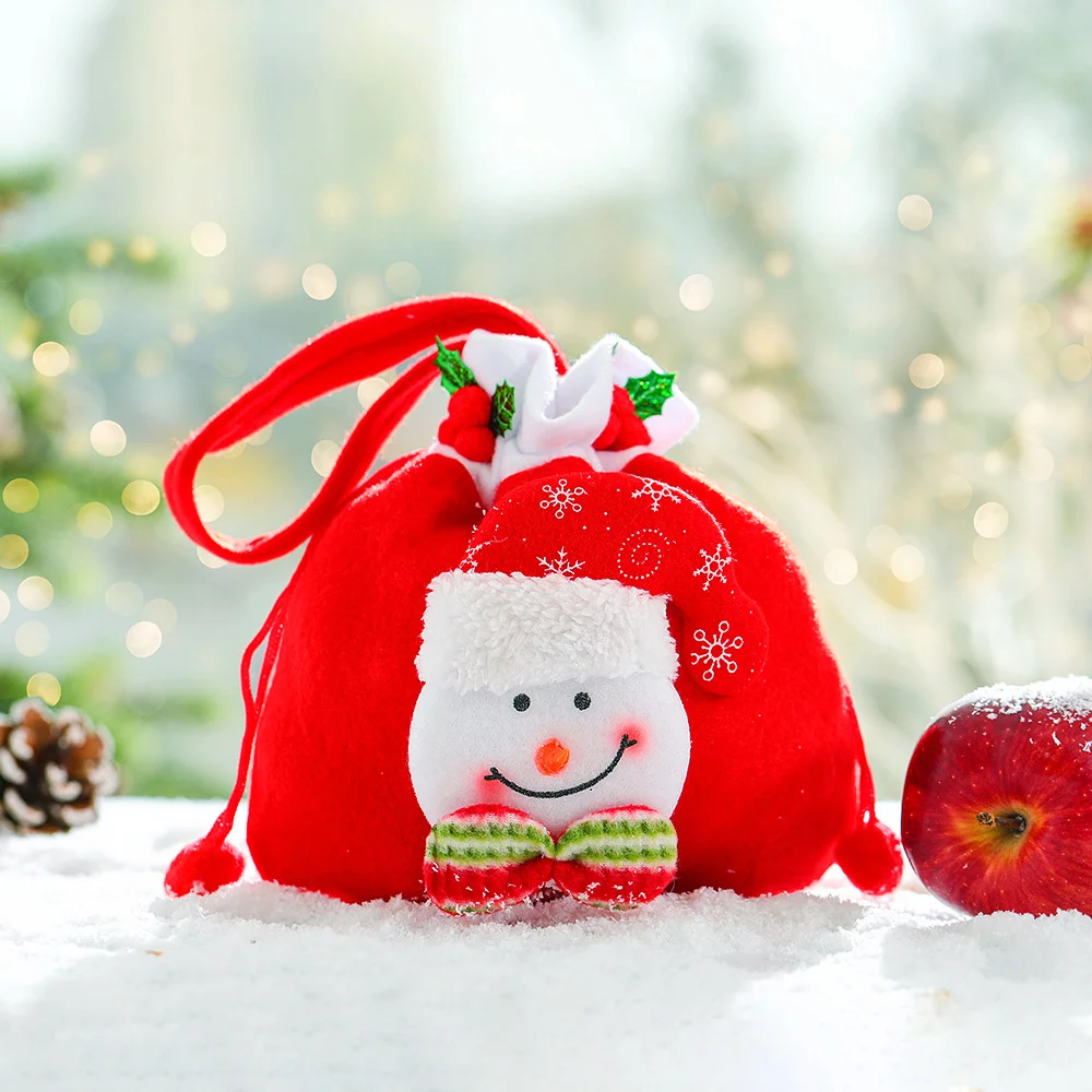 New Christmas creative linen apple bag gift bag ornaments