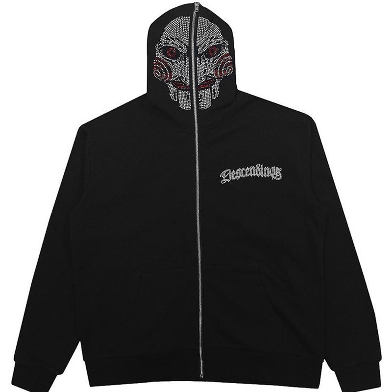 Art Zip up Custom Rhinestone Hoodies