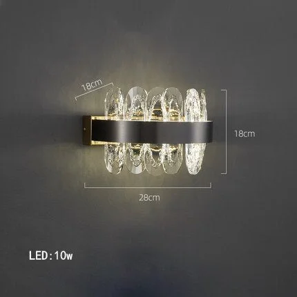 Black Minimalism Italian Style Luxury Dimmable LED Wall Lamp Lustre Modern Suspension Crystal Bedroom Night Lamp Aisle Lights