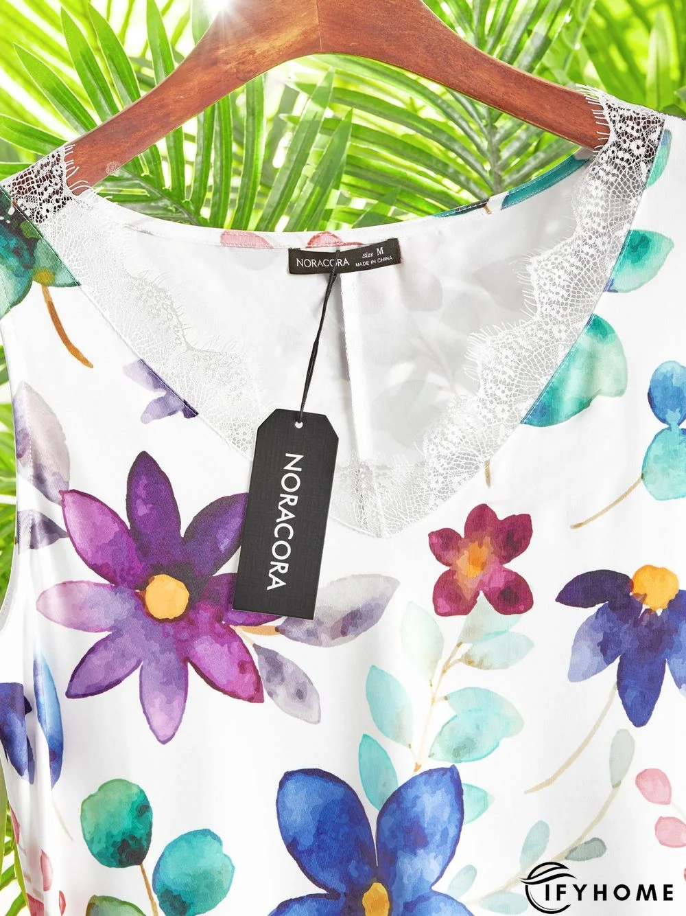 Floral Casual V neck Sleeveless Knit Dress | IFYHOME