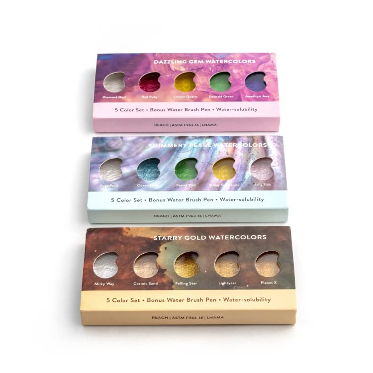 starry gold watercolors 5 set