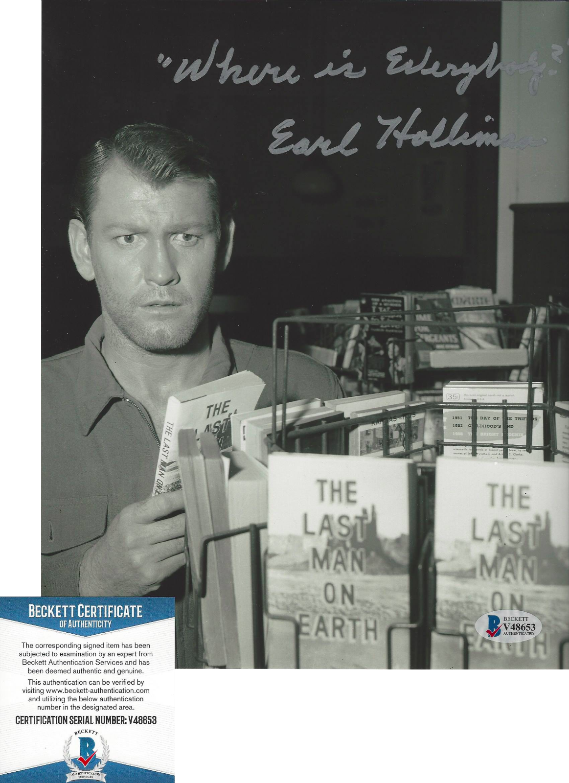 EARL HOLLIMAN SIGNED 'THE TWILIGHT ZONE' 8x10 SHOW Photo Poster painting 4 ACTOR BECKETT COA BAS