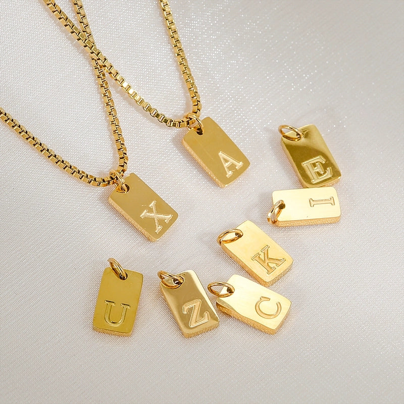 Minimalist Letter 304 Stainless Steel 18K Gold Plated Pendant Necklace