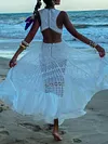 Lace Backless White Color Maxi Dress