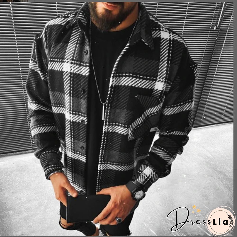 Casual Fashion Plaid Hooded Jacket