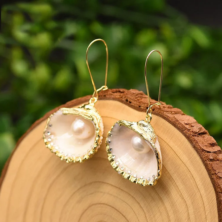 Freshwater Pearl Shell Earrings In 925 Silver