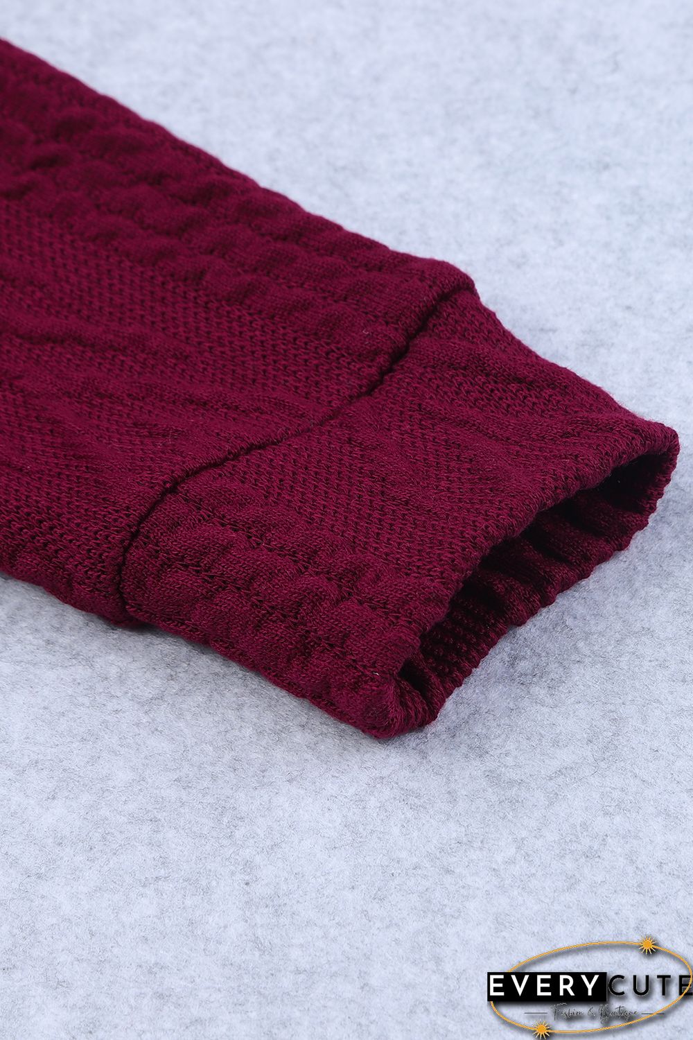 Red Drop Shoulder Textured Cardigan