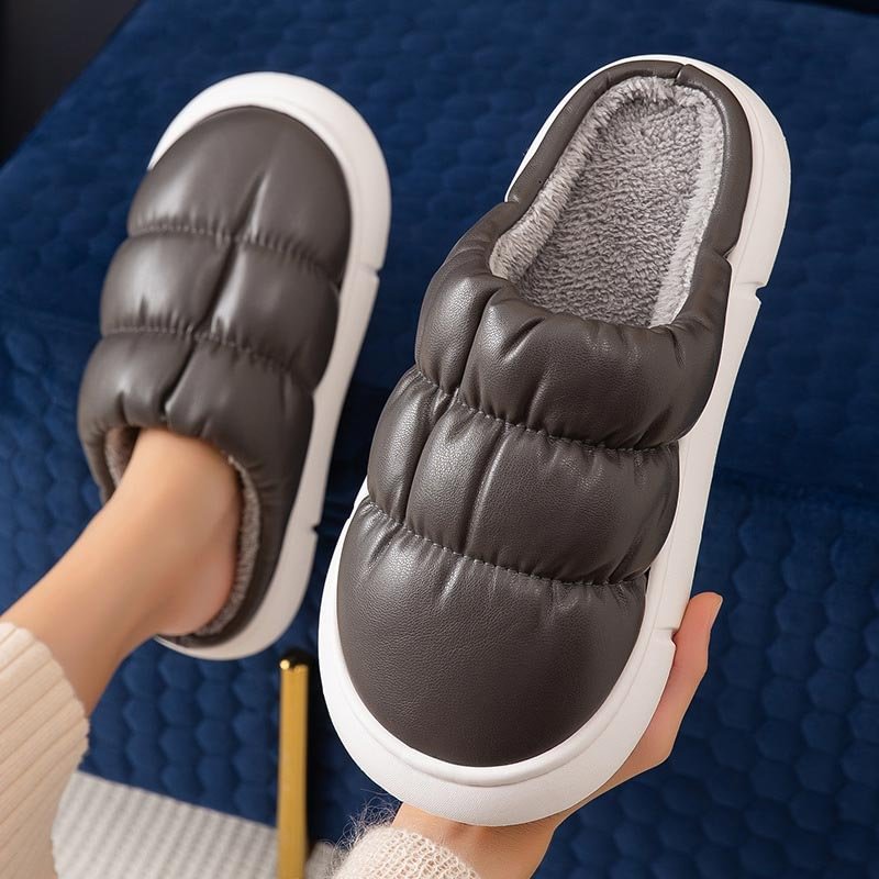 Waterproof Non-Slip Home Slippers Winter Warm Women Indoor Cotton Men Non-slips Ladies Soft Slippers Memory Foam Couples Shoes