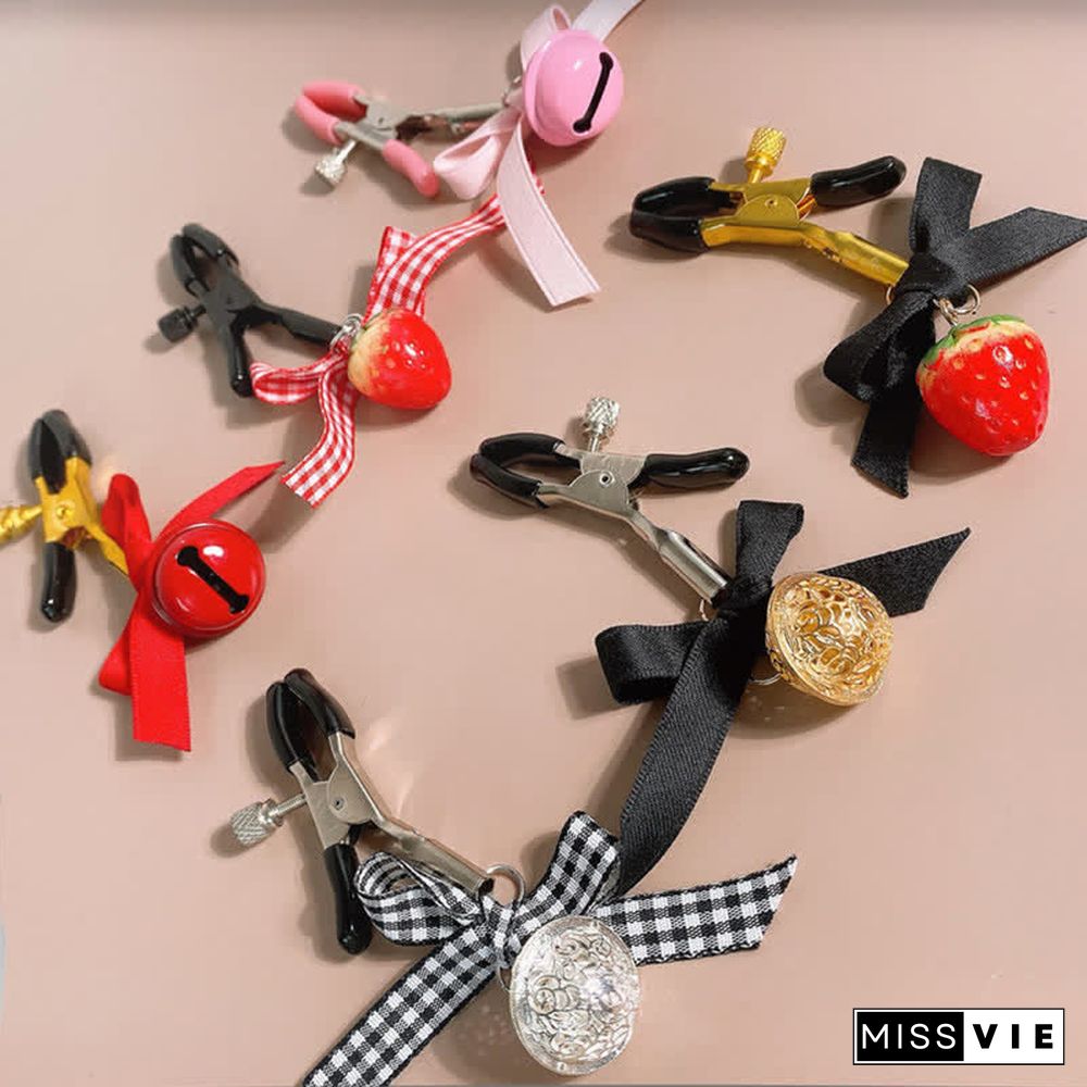 Bowknot Bell Strawberry Nipple Clamps SM Accessories
