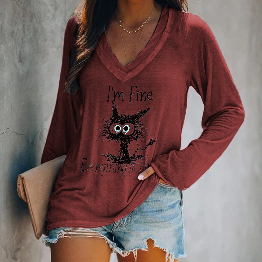 I'm Fine Everything Is Fine Printed Women's T-shirt