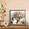 Katzenvase komplette DIY-5D-Runden-Bohrer Diamant-Mal-Kits Startseite Wandkunst 30x30cm