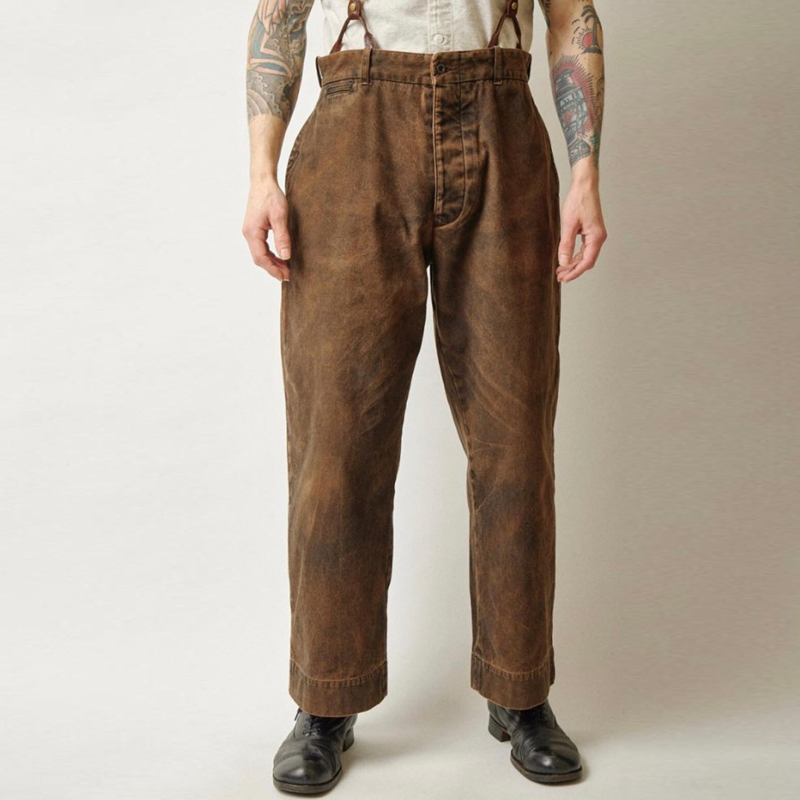 Men's Vintage Distressed Loose Back Buckle Pants