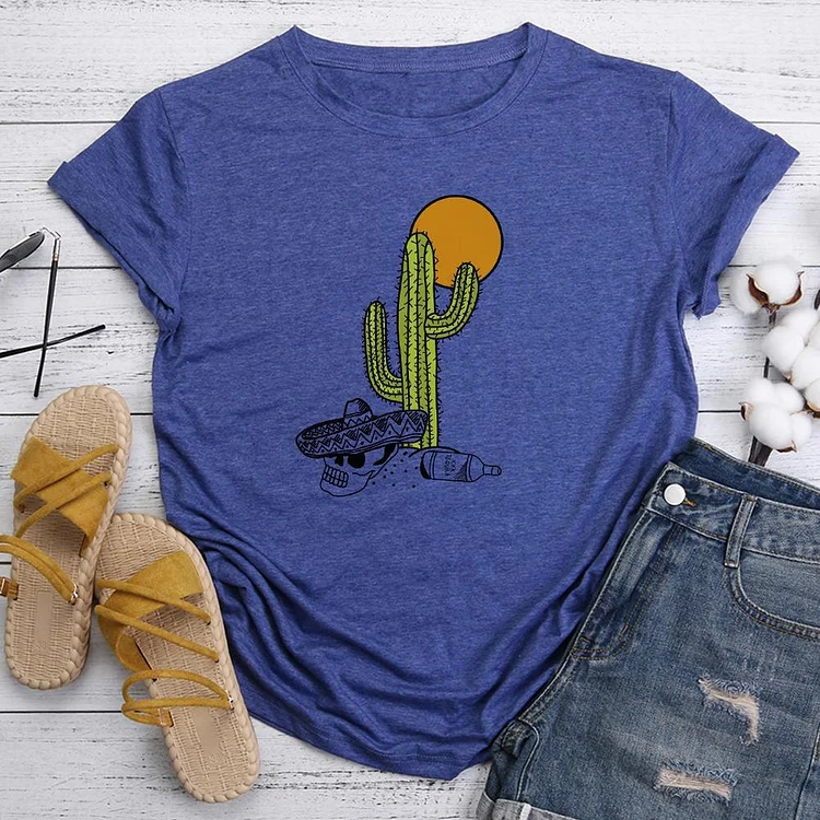 Sun Cactus Bottle Skull  T-Shirt Tee-06310-Annaletters