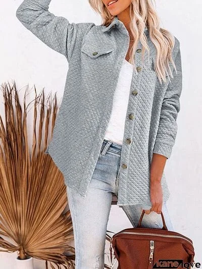 Button Up Dropped Shoulder Jacket