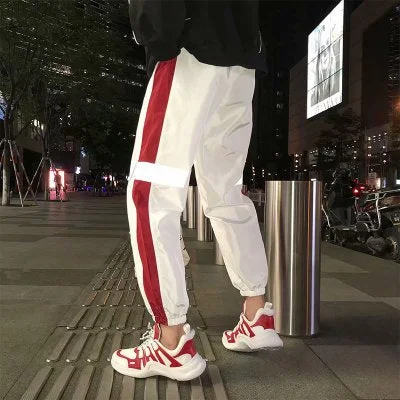 Casual Japanese Style Track Pants Men's Cargo Joggers Reflective Harem Sweatpants Pantalones Homme Streetwear Male Trousers